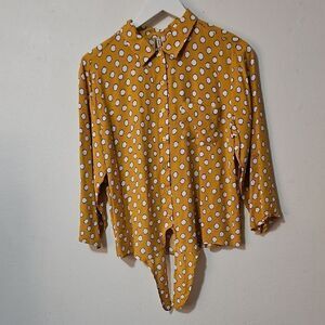 Grand & Greene Mustard Polka Dot Top